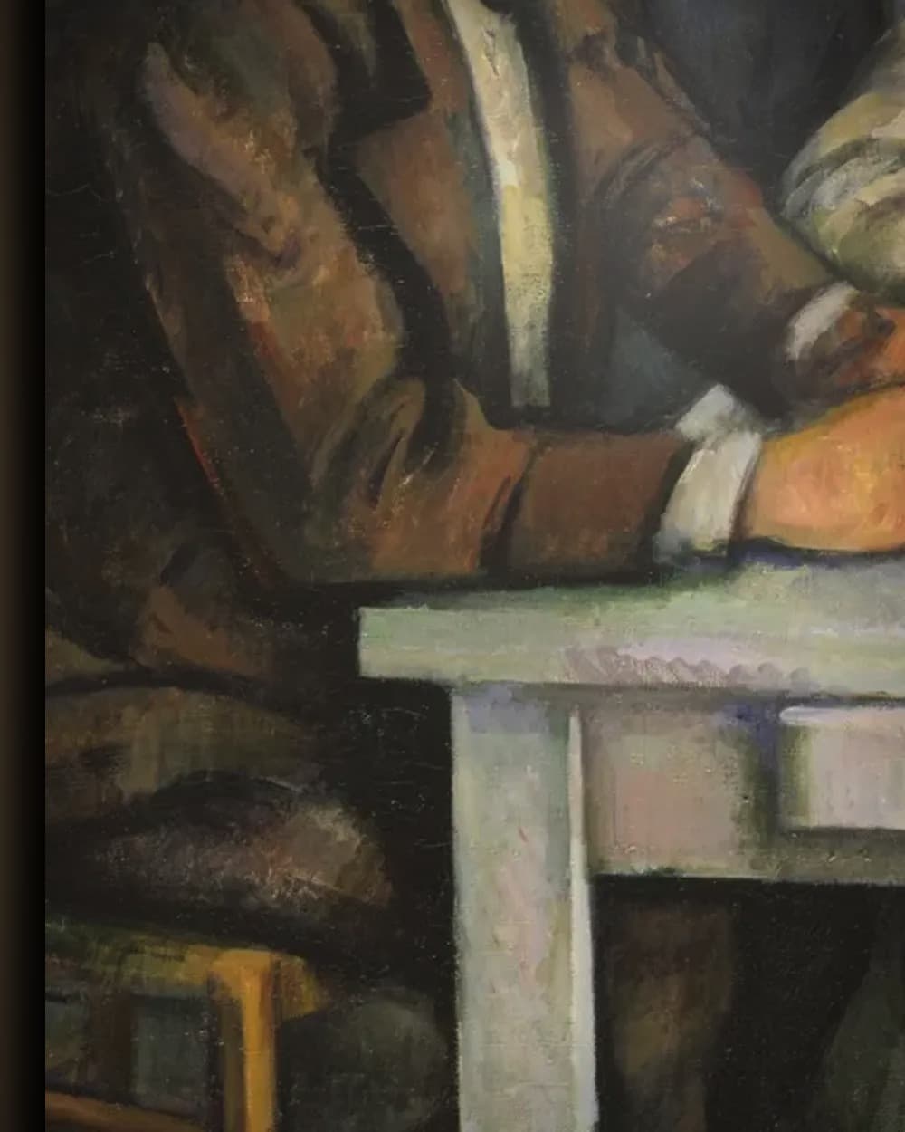 Materiaal en afwerking van De kaartspelers in het wisselframe