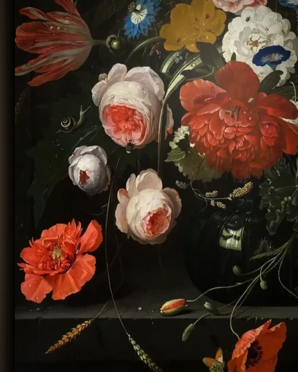 Materiaal en afwerking van Bloemen in een glazen vaas in het wisselframe