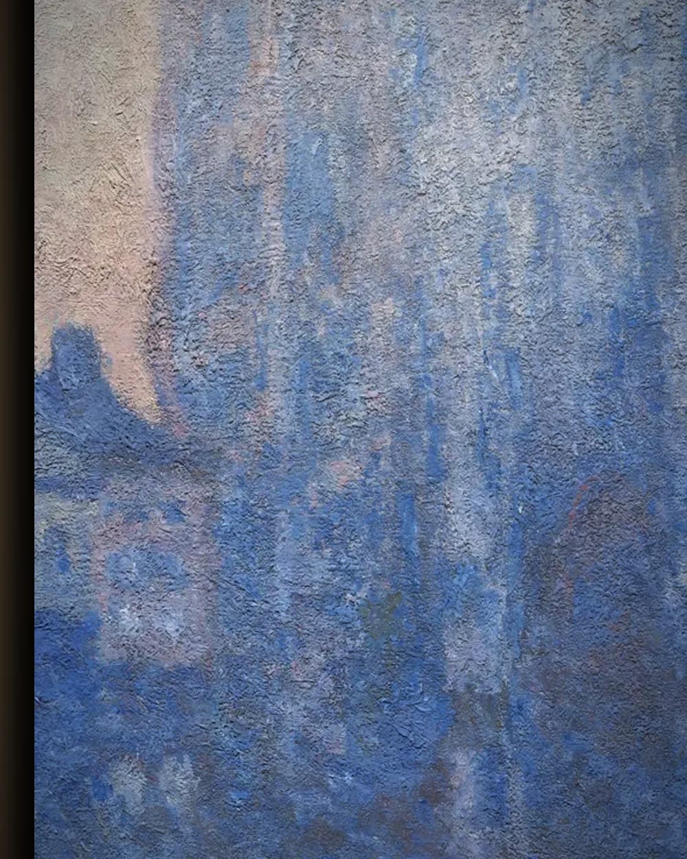 Materiaal en afwerking van Kathedraal van Rouen, ochtendeffect in het wisselframe