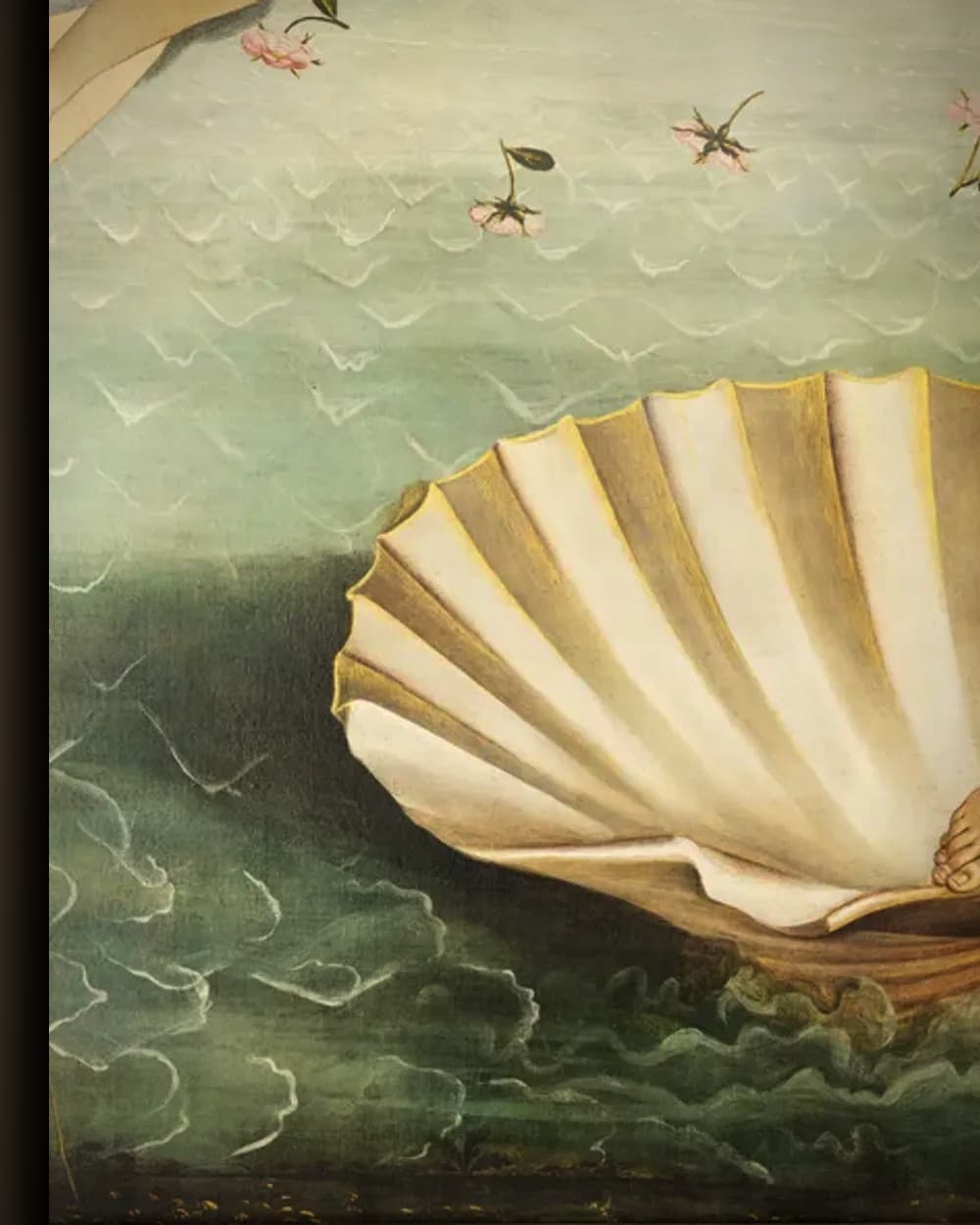 Materiaal en afwerking van De geboorte van Venus in het wisselframe