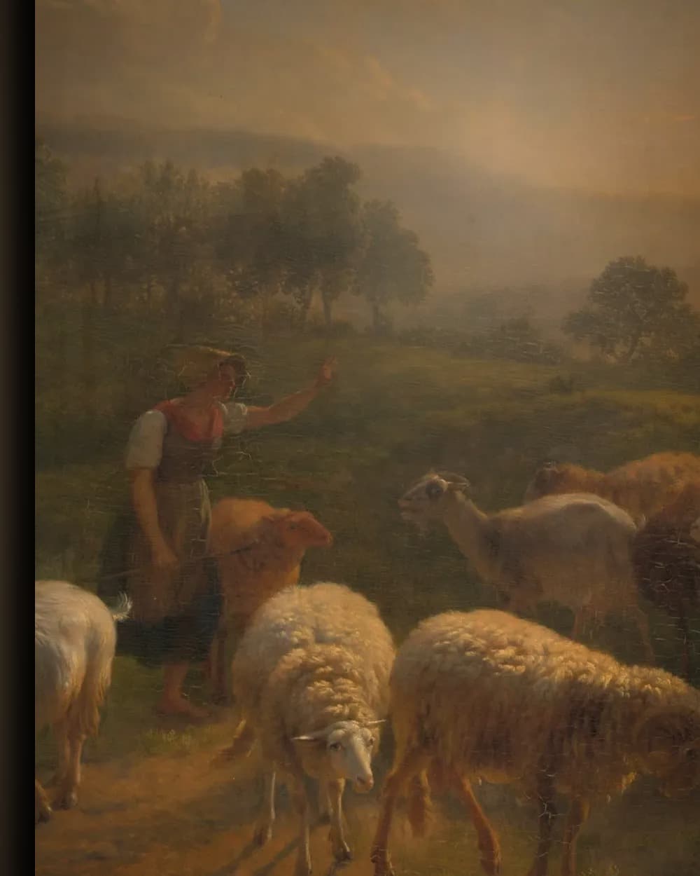 Materiaal en afwerking van Landschap met schapen en een hooiwagen in het wisselframe