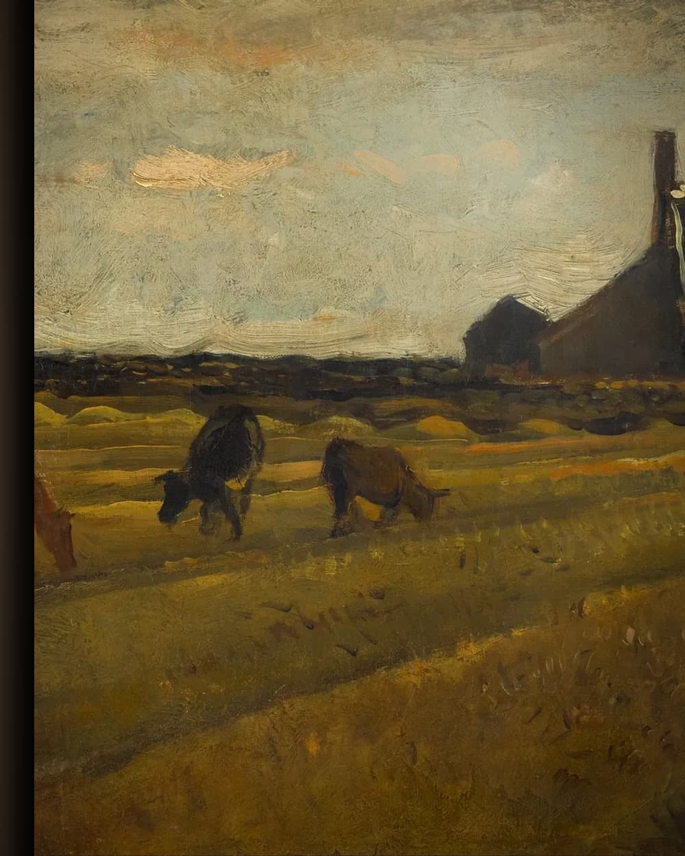 Materiaal en afwerking van Landelijk tafereel met grazende koeien in het wisselframe