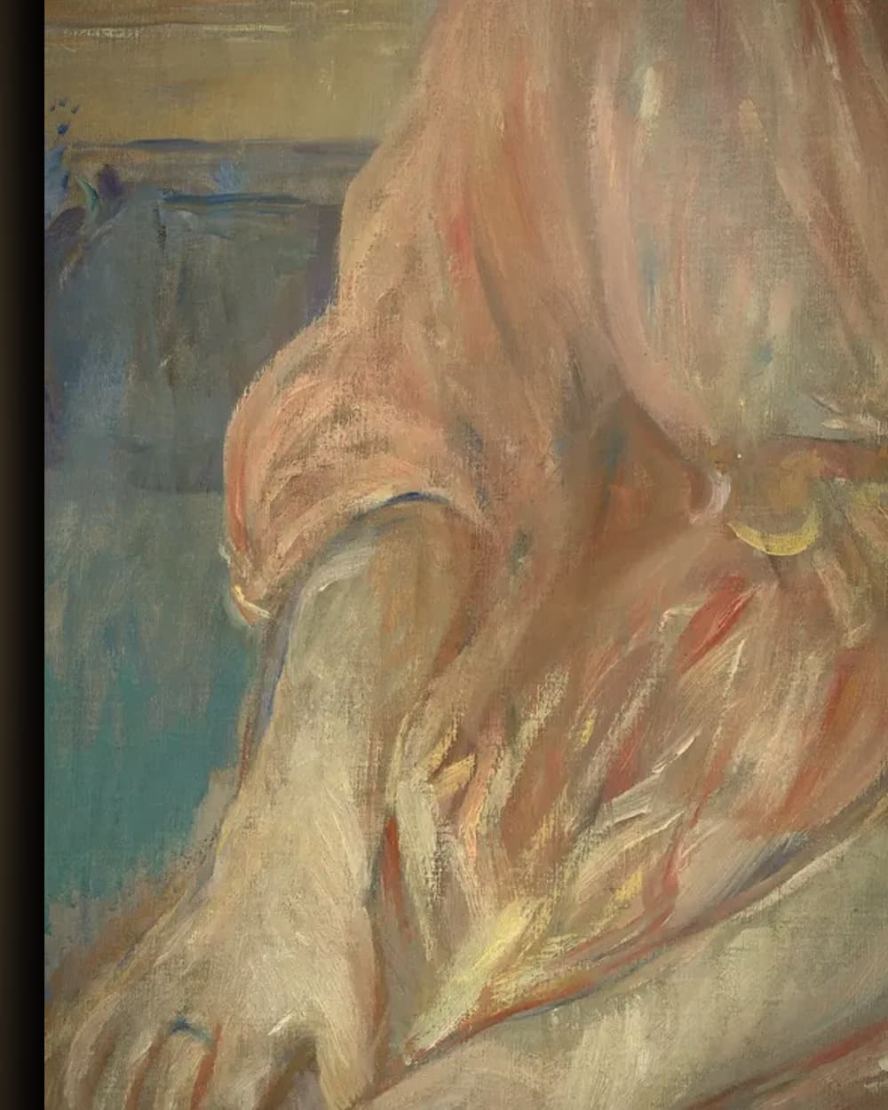 Materiaal en afwerking van Julie Manet met de parkiet in het wisselframe