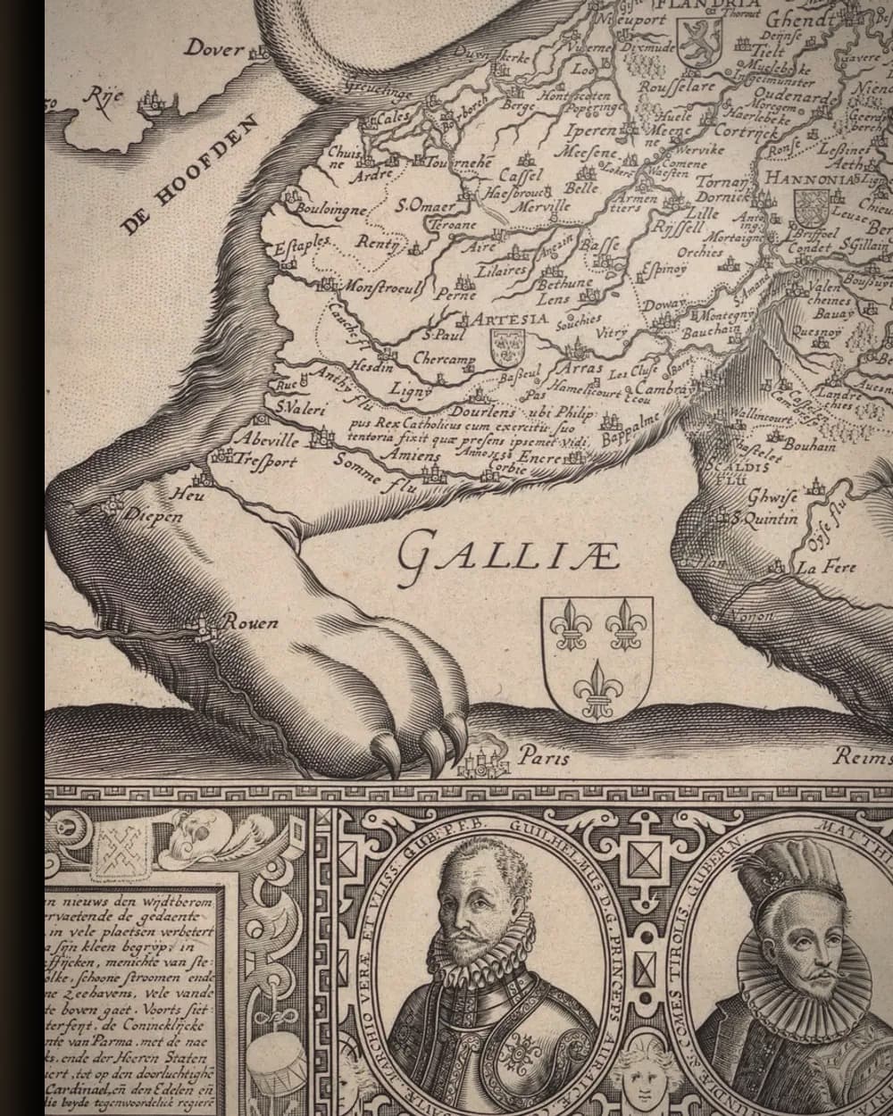 Materiaal en afwerking van Leo Belgicus (1611) in het wisselframe