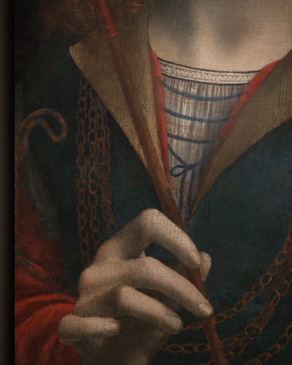 Materiaal en afwerking van Portret van een jongeman als de heilige Sebastiaan in het wisselframe