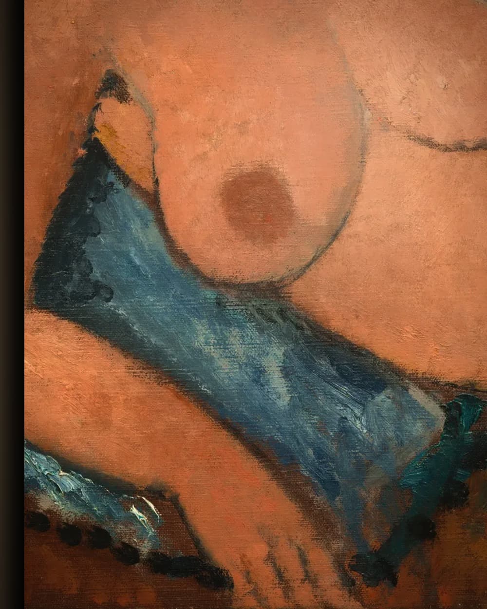 Materiaal en afwerking van Naakt op een blauw kussen in het wisselframe