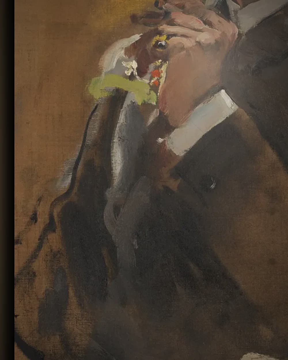 Materiaal en afwerking van Portret van de schilder Francesco Santoro in het wisselframe