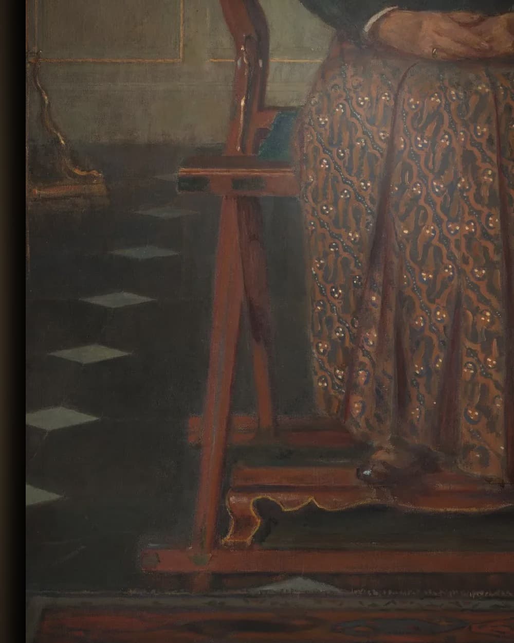 Materiaal en afwerking van Portret van Pangeran Ario Soejono, minister zonder portefeuille in het wisselframe