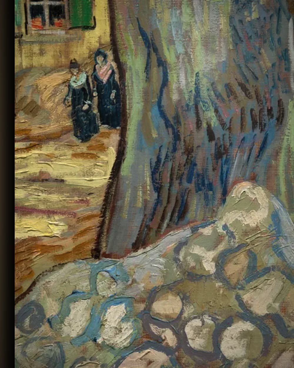 Materiaal en afwerking van De grote platanen (wegwerkers in Saint-Rémy) in het wisselframe