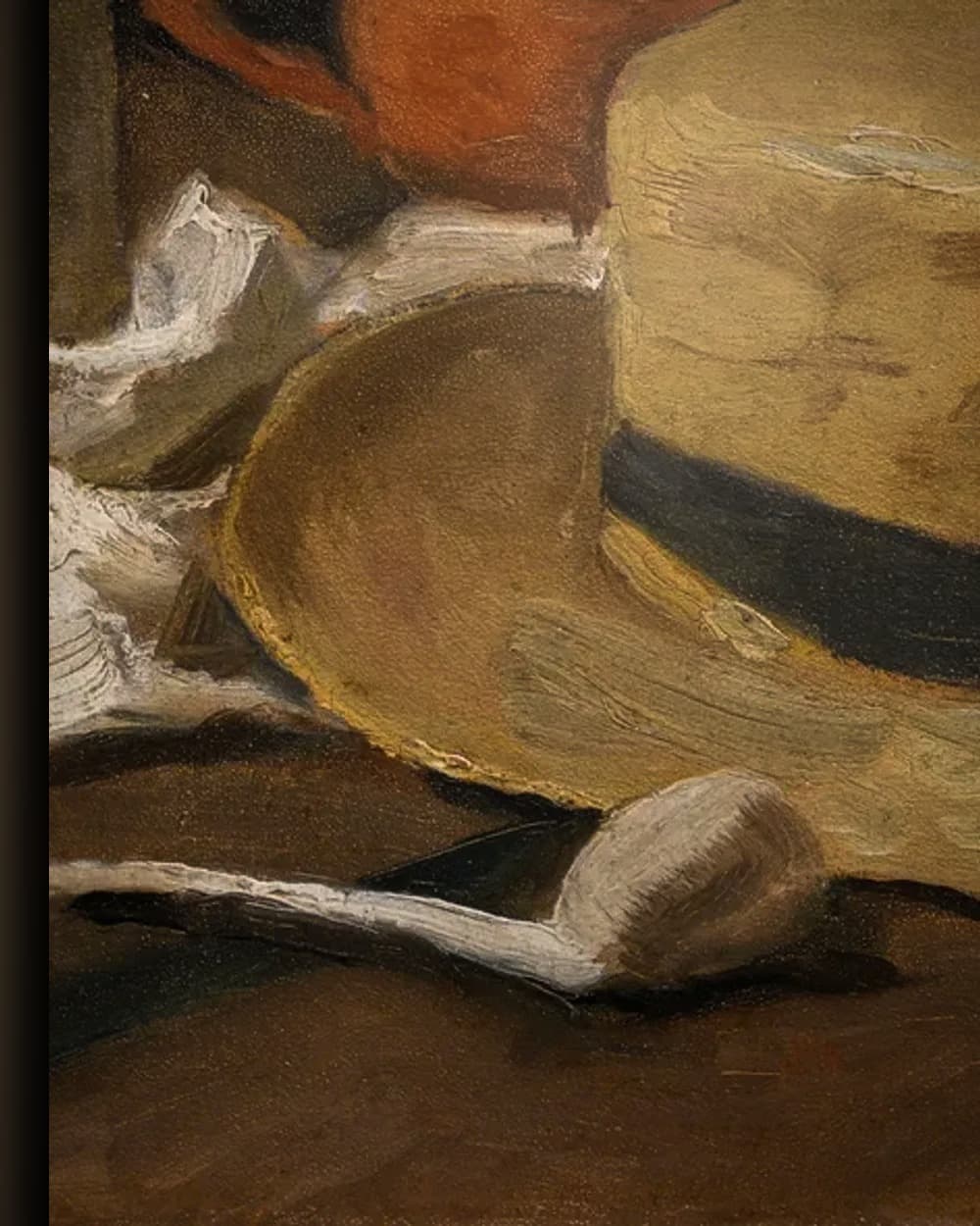 Materiaal en afwerking van Stilleven met gele strohoed in het wisselframe