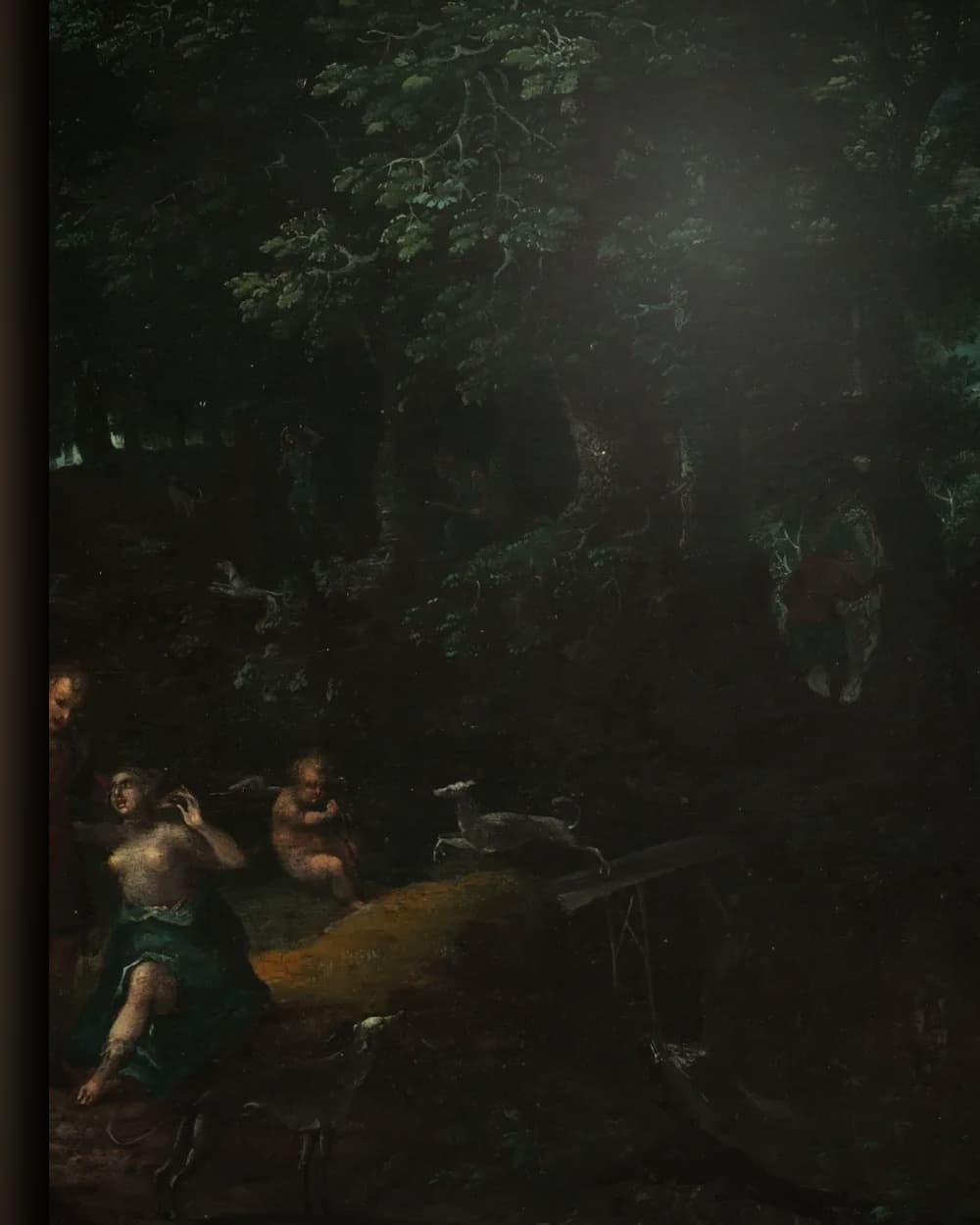 Materiaal en afwerking van Landschap met Venus en Adonis in het wisselframe