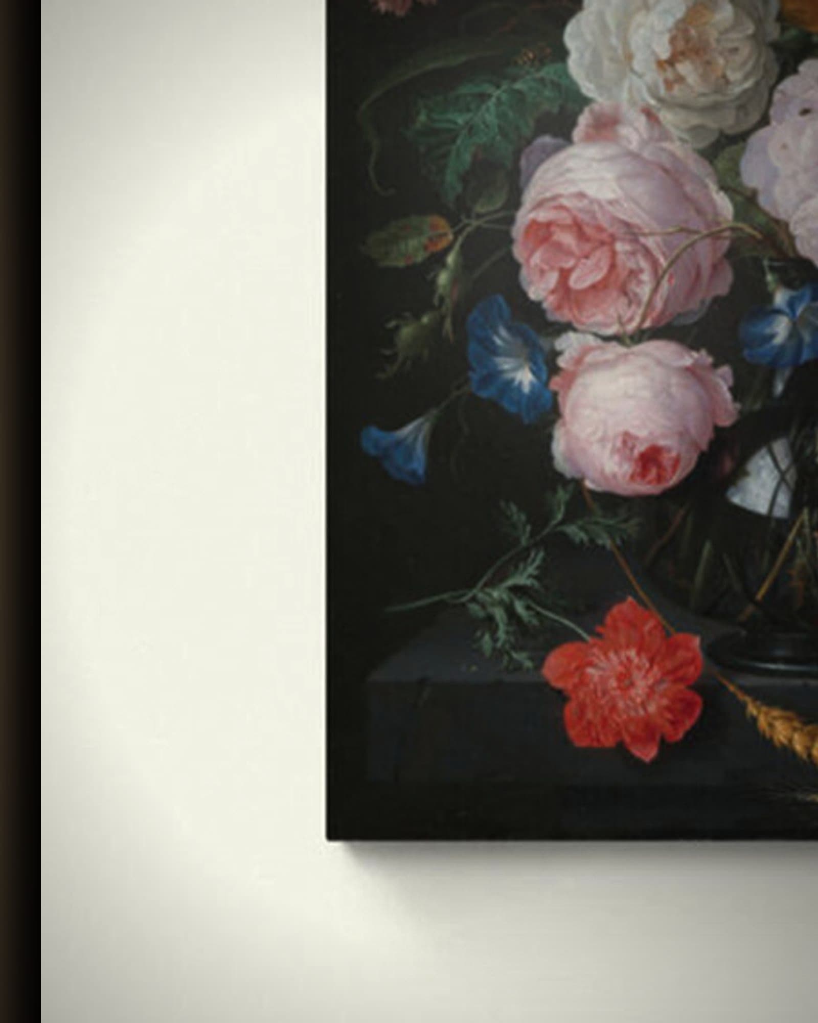 Materiaal en afwerking van Stilleven met bloemen in een glazen vaas in het wisselframe