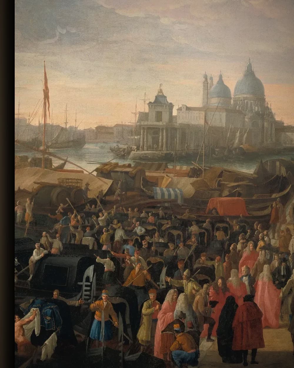 Materiaal en afwerking van De intocht van de Franse ambassadeur in Venetië in 1706 in het wisselframe