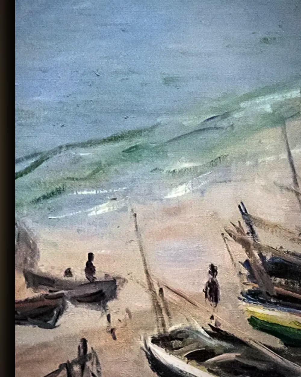 Materiaal en afwerking van Boten op het strand bij Étretat in het wisselframe