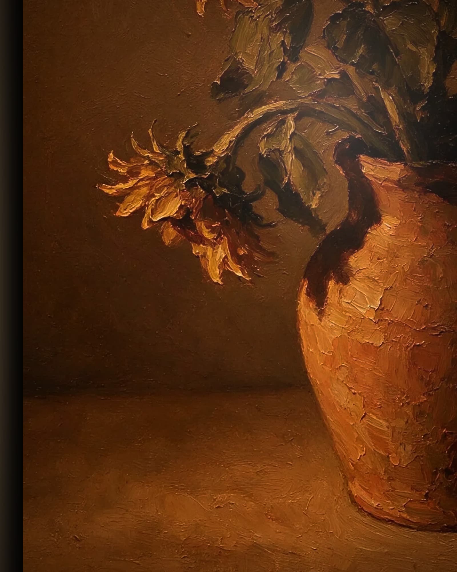 Materiaal en afwerking van Zonnebloemen in een kruik in het wisselframe