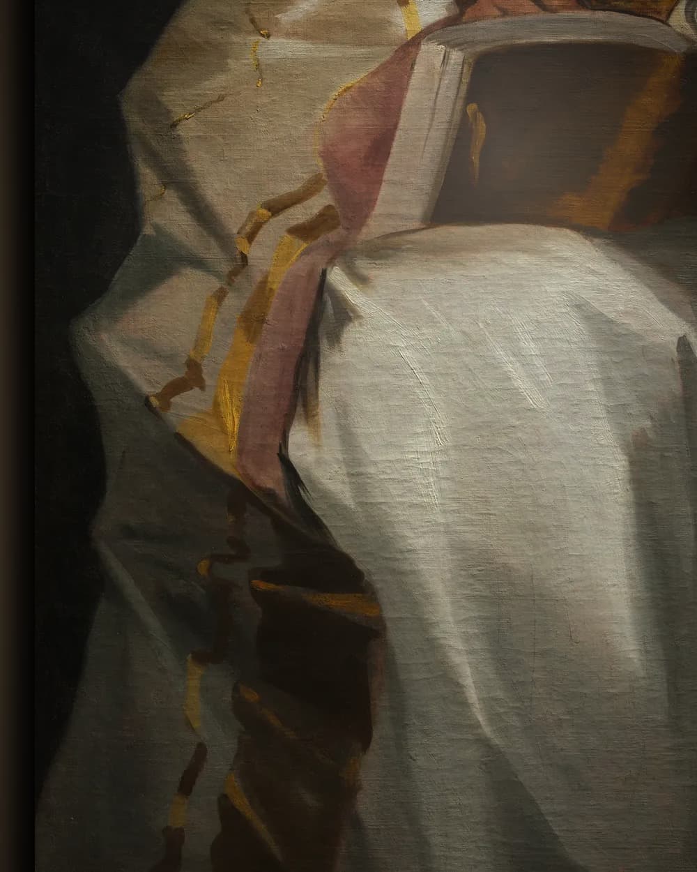Materiaal en afwerking van De heilige Ambrosius in het wisselframe