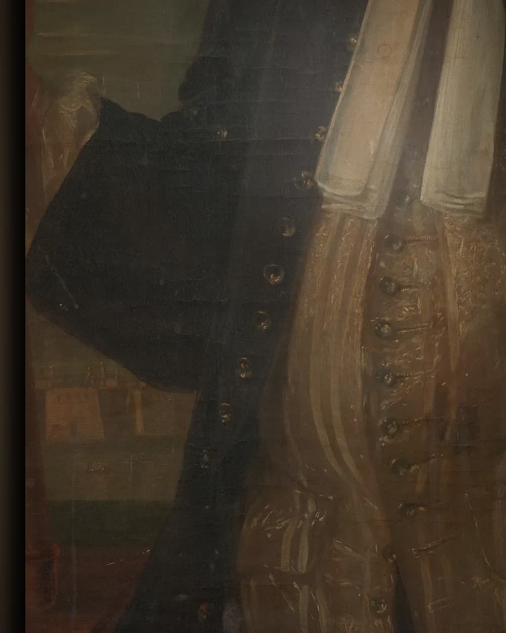 Materiaal en afwerking van Portret van Johannes Thedens, gouverneur-generaal in het wisselframe