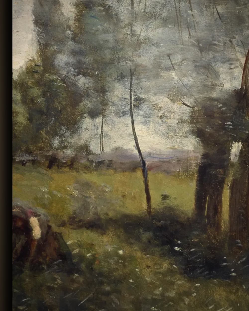 Materiaal en afwerking van Landweg met figuren en wilgen in het wisselframe
