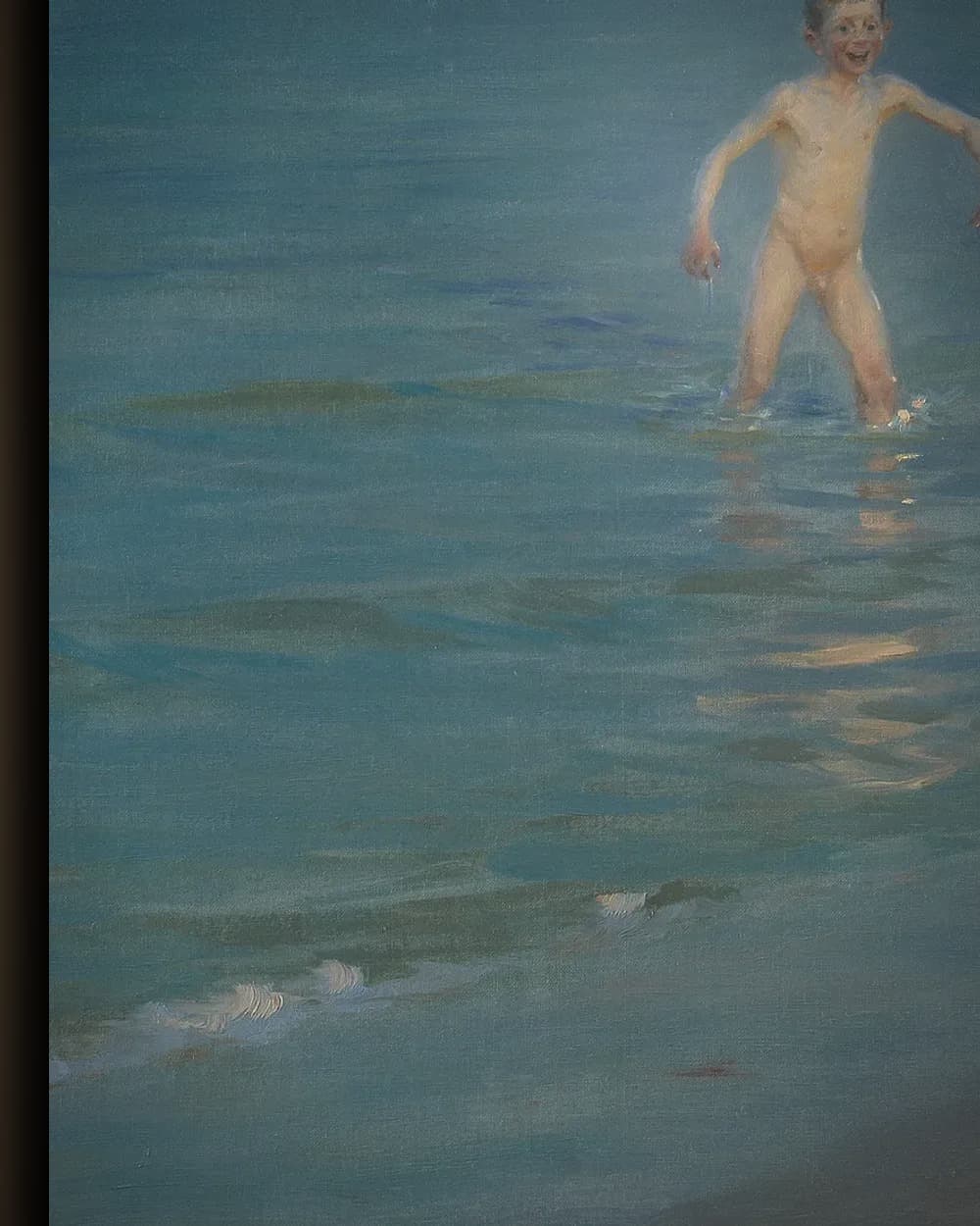 Materiaal en afwerking van Jongens die zwemmen bij Skagen, zomeravond in het wisselframe