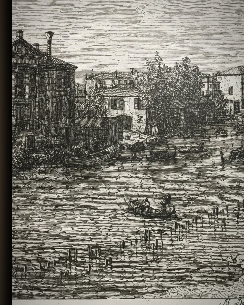Materiaal en afwerking van Stadsgezicht aan de rivier in het wisselframe