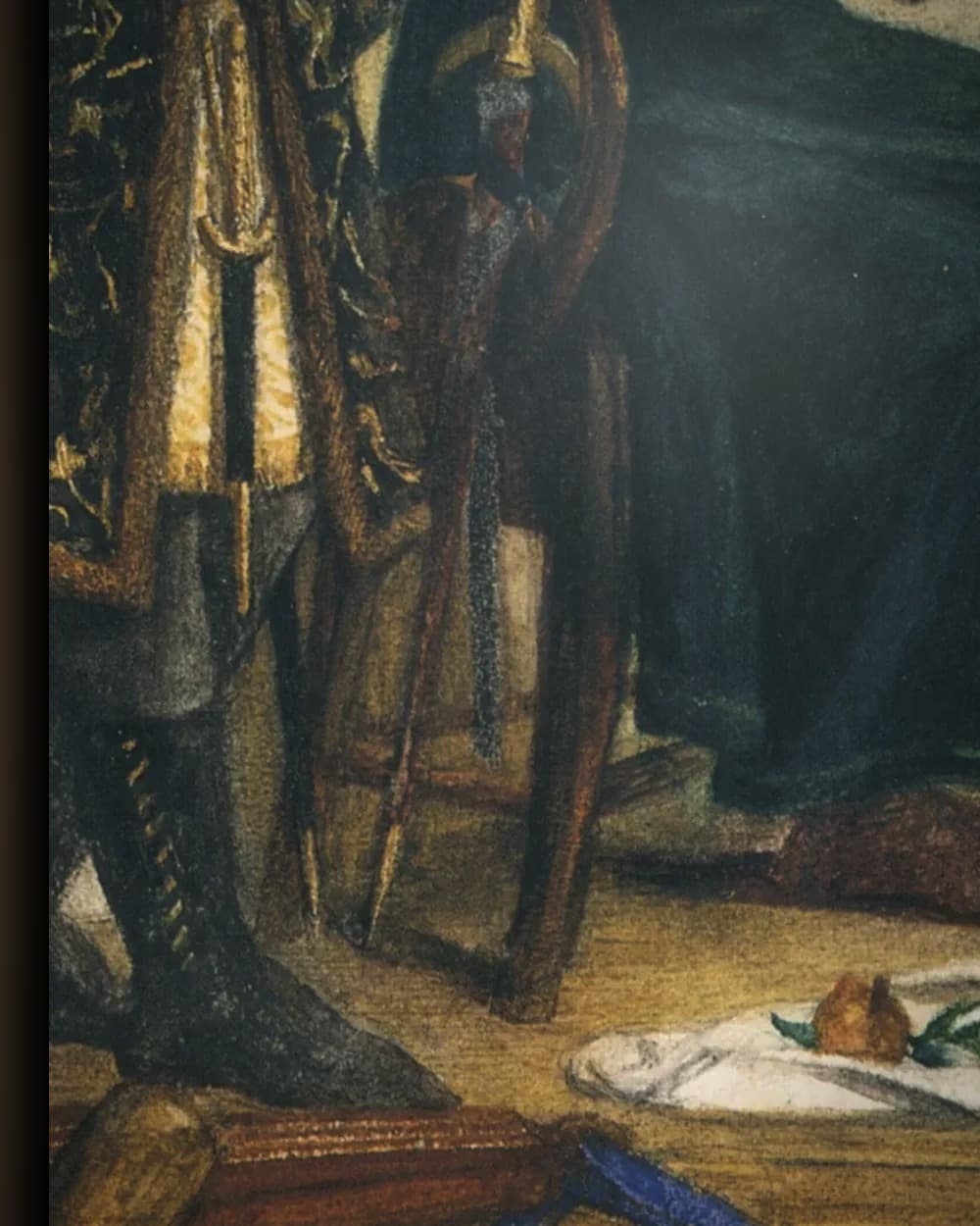 Materiaal en afwerking van Giotto schildert het portret van Dante in het wisselframe