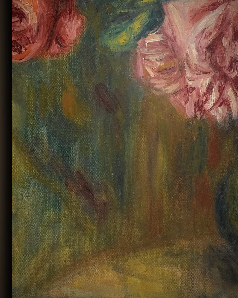Materiaal en afwerking van Rozen voor het blauwe gordijn in het wisselframe