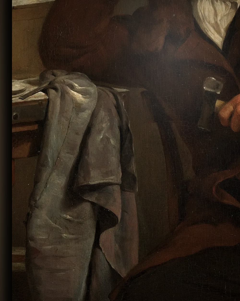 Materiaal en afwerking van Portret van Louis Royer, beeldhouwer in het wisselframe