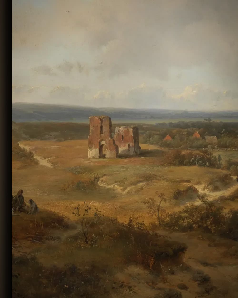 Materiaal en afwerking van Duingezicht met de ruïne van kasteel Brederode bij Santpoort in het wisselframe