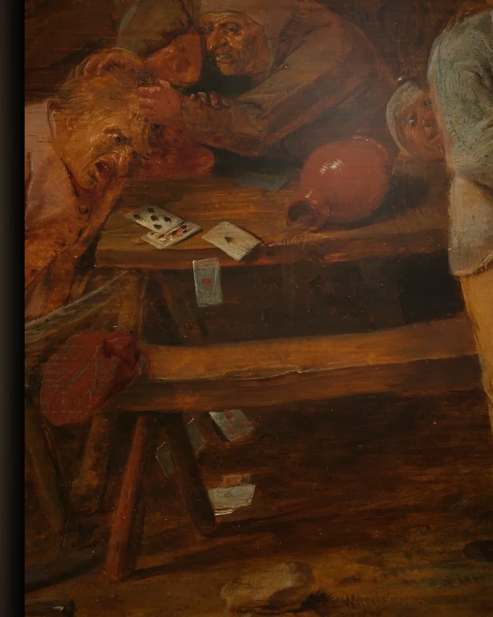 Materiaal en afwerking van Kaartspelers in een vechtpartij bij een dorpsherberg in het wisselframe