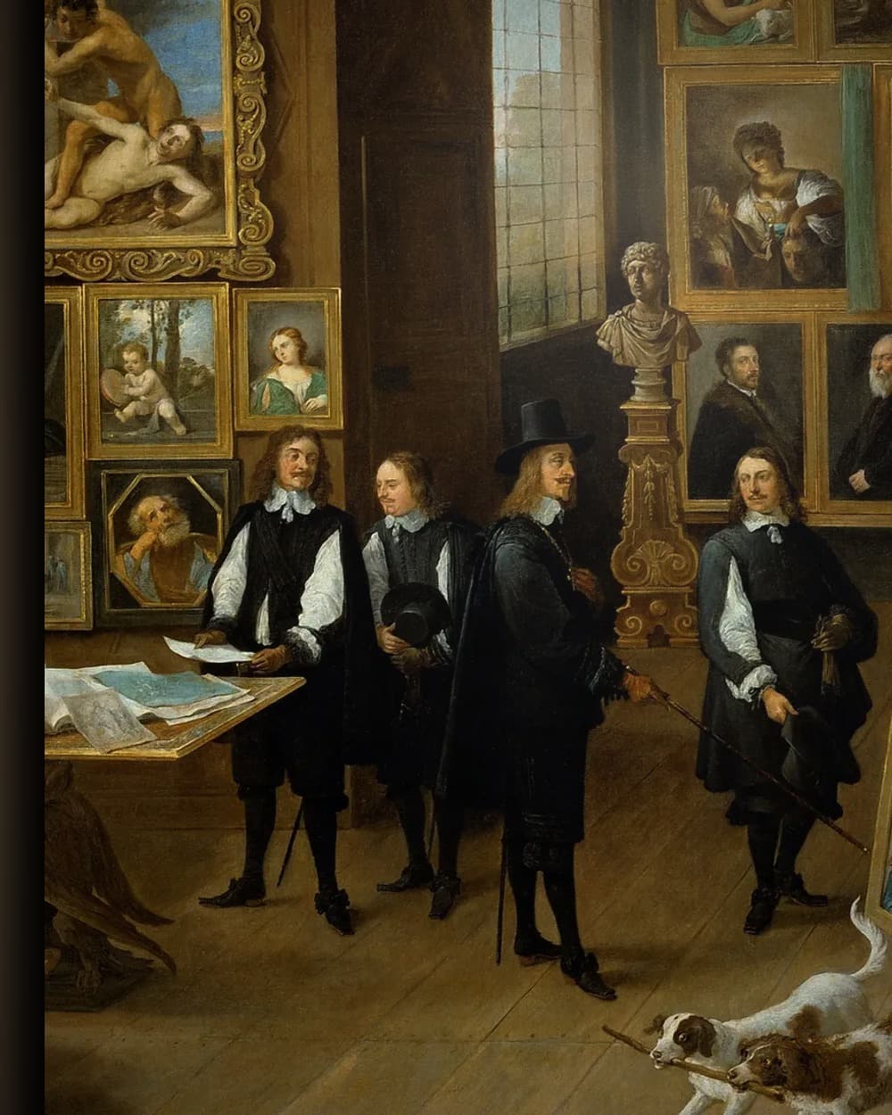 Materiaal en afwerking van Aartshertog Leopold Willem in zijn Schilderijengalerij in het wisselframe