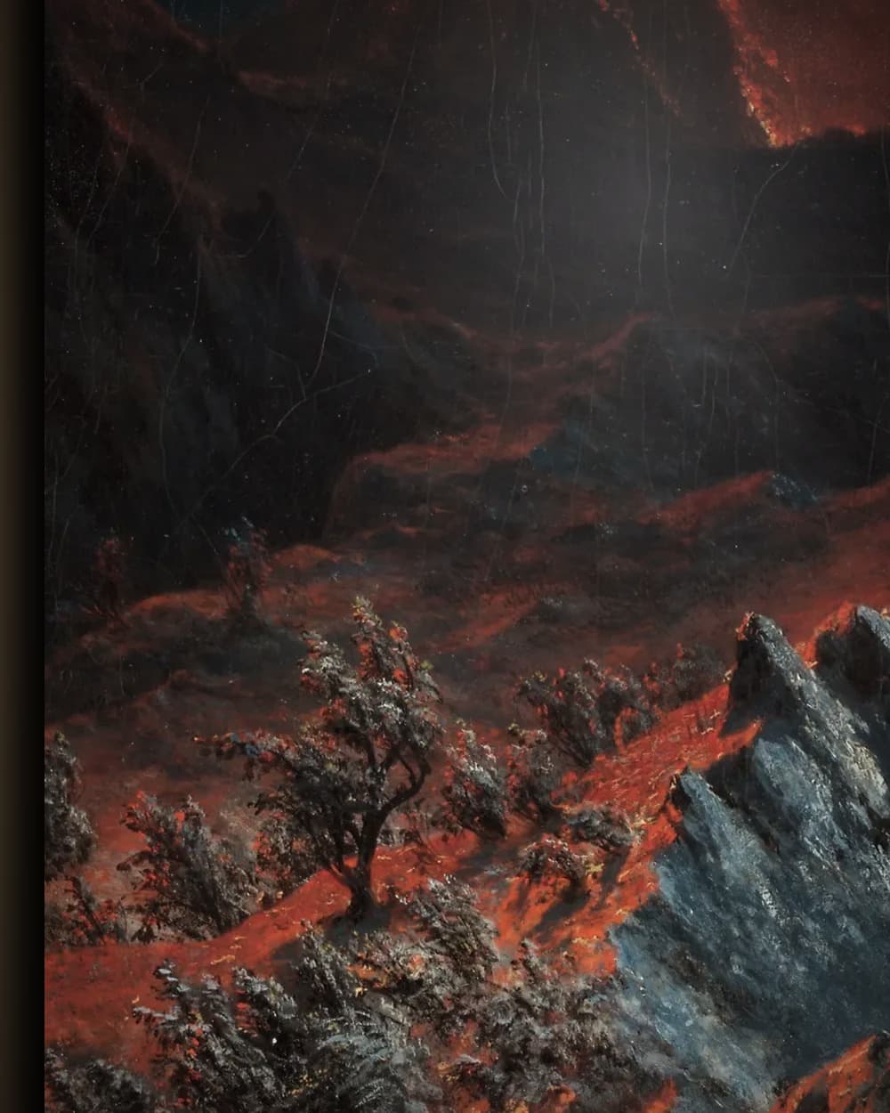Materiaal en afwerking van De Vesuvius om middernacht in het wisselframe
