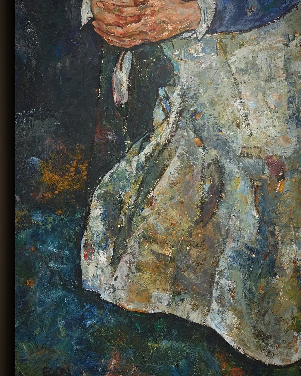 Materiaal en afwerking van Portret van Edith Schiele, de vrouw van de kunstenaar in het wisselframe