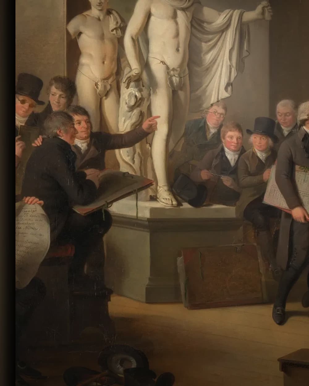 Materiaal en afwerking van De beeldengalerij van de maatschappij Felix Meritis in het wisselframe