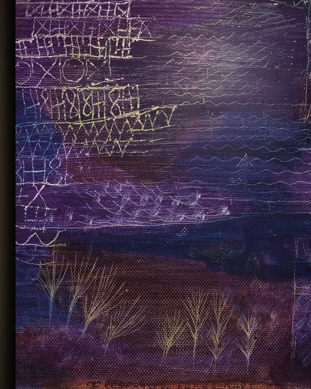 Materiaal en afwerking van Droomlandschap in Paars in het wisselframe