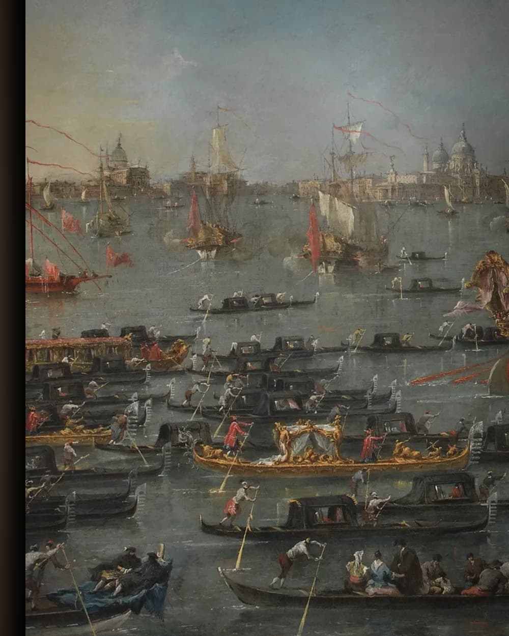 Materiaal en afwerking van Feestelijke processie in Venetië in het wisselframe