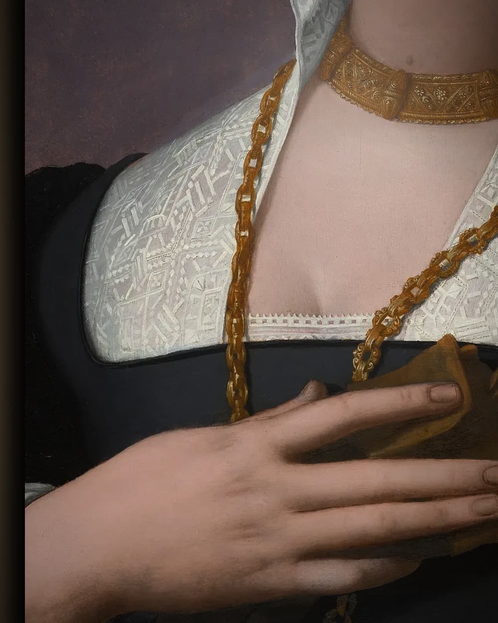 Materiaal en afwerking van Portret van een vrouw in het wisselframe