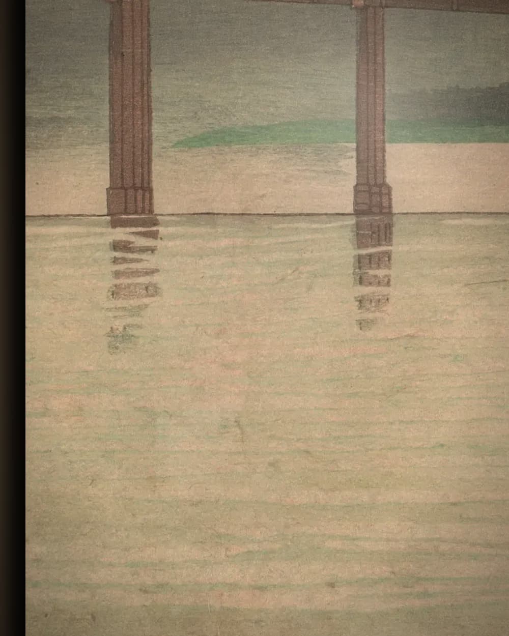 Materiaal en afwerking van De Shin-Ōhashi-brug in de regen in het wisselframe