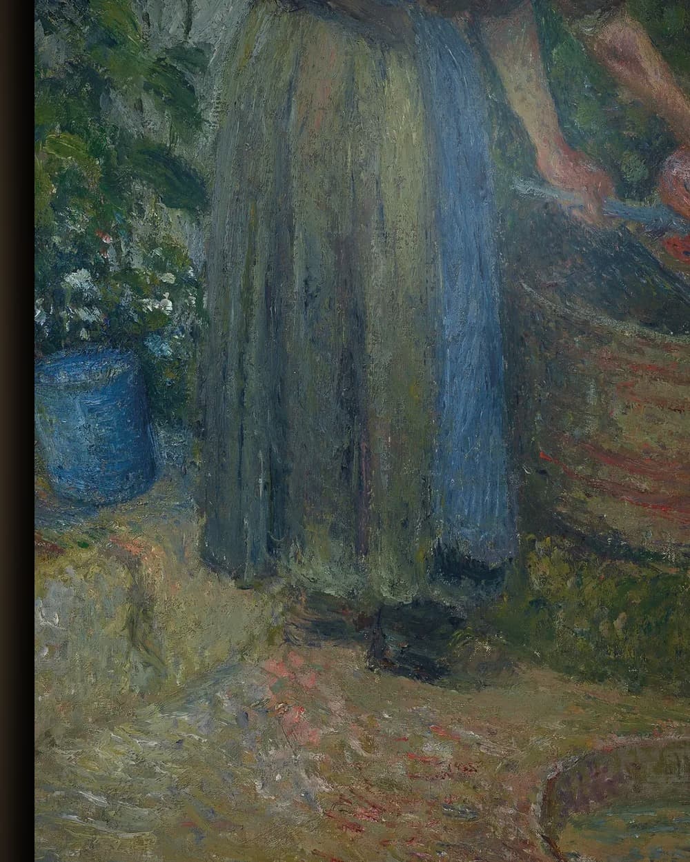 Materiaal en afwerking van Vrouw die een pan wast in het wisselframe
