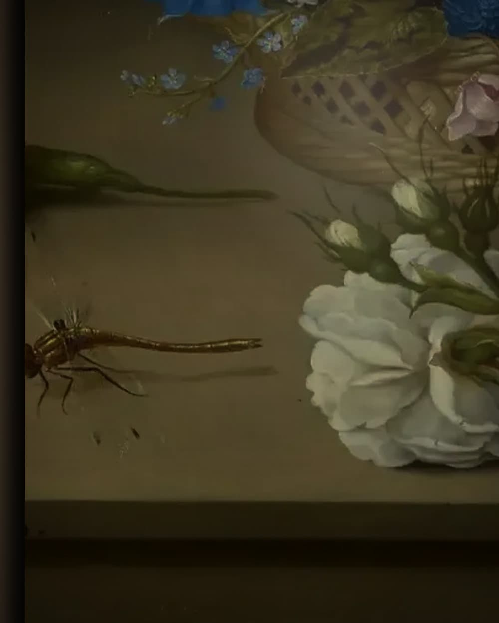 Materiaal en afwerking van Bloemstilleven in het wisselframe