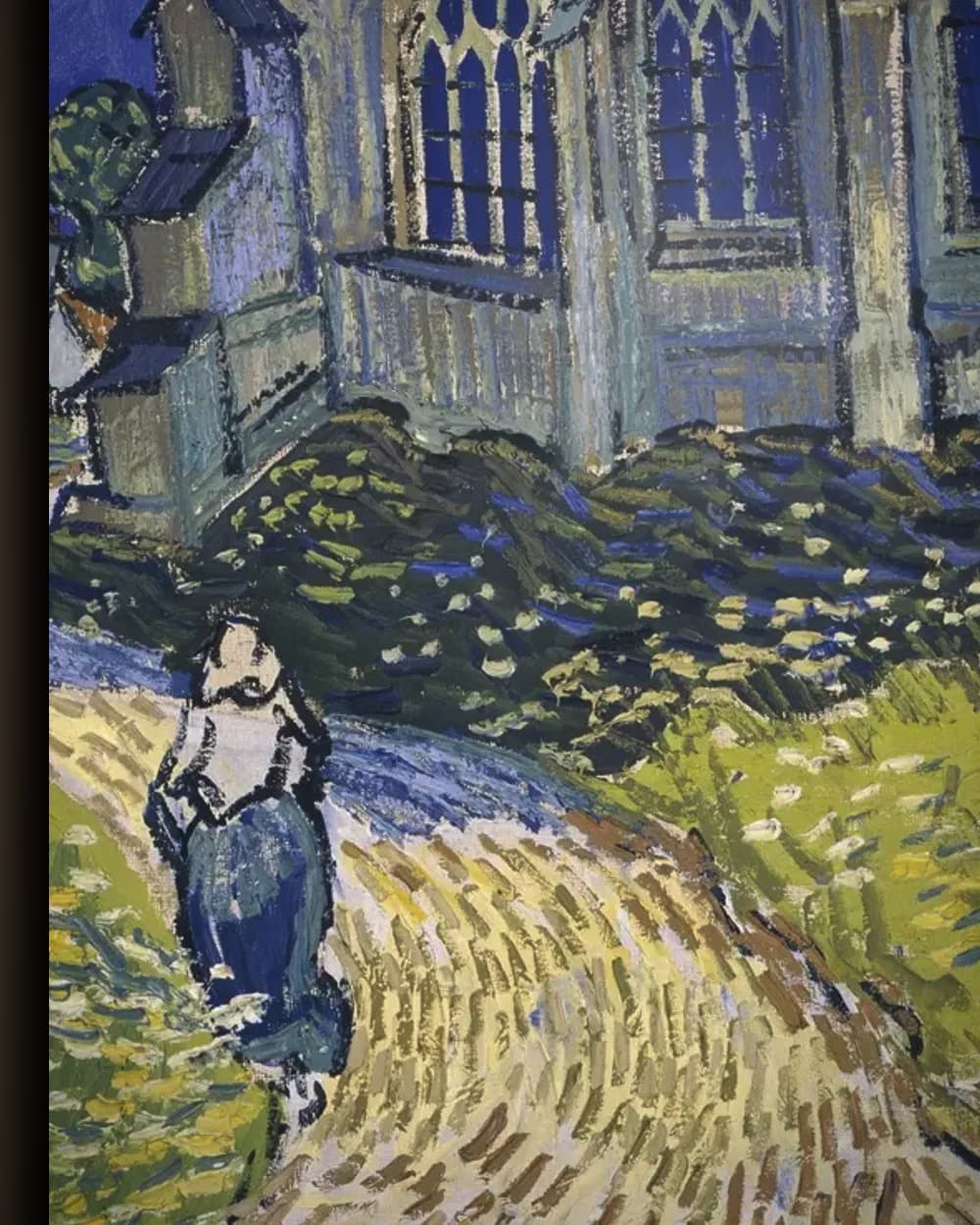 Materiaal en afwerking van De kerk van Auvers-sur-Oise in het wisselframe