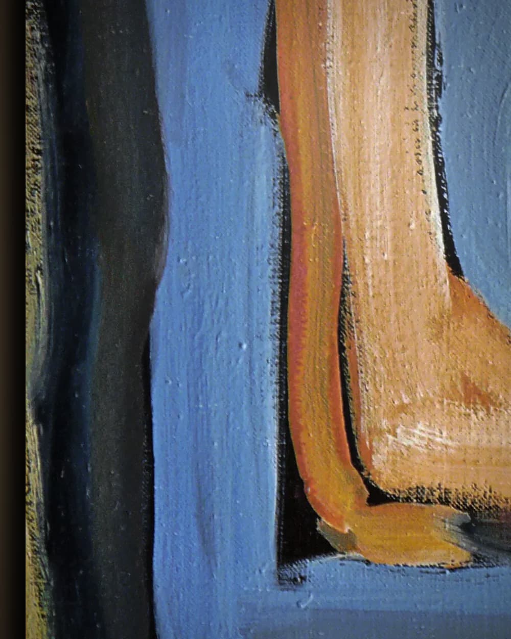 Materiaal en afwerking van Abstracte vormen in blauw en oker in het wisselframe