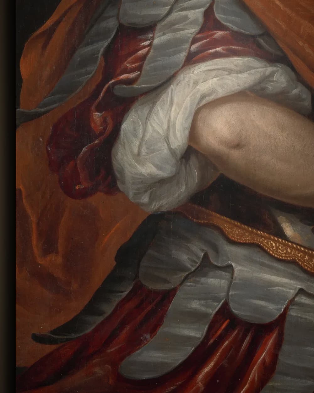 Materiaal en afwerking van Cornelis Tromp in Romeins kostuum in het wisselframe