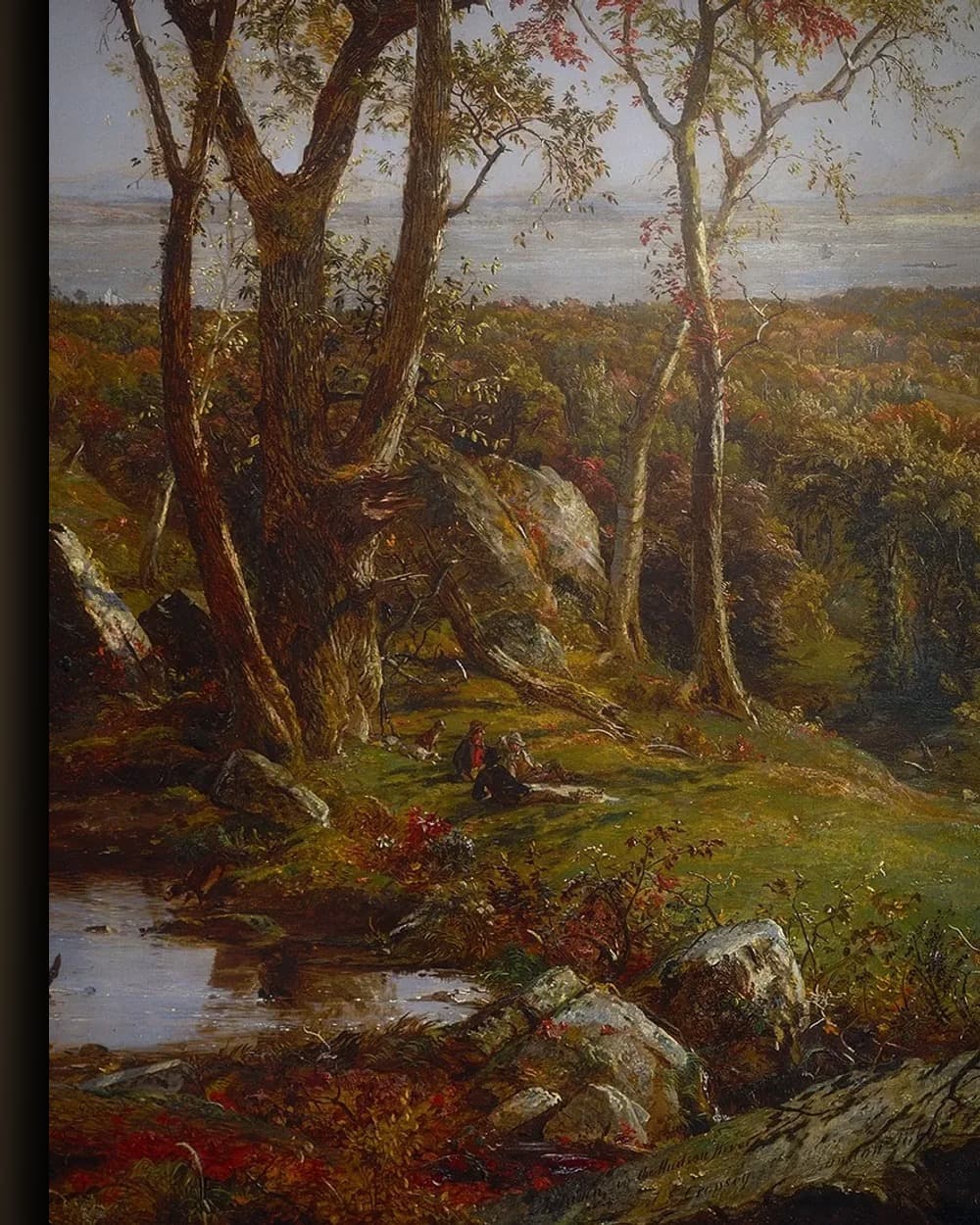 Materiaal en afwerking van Herfst aan de Hudson (1860) in het wisselframe