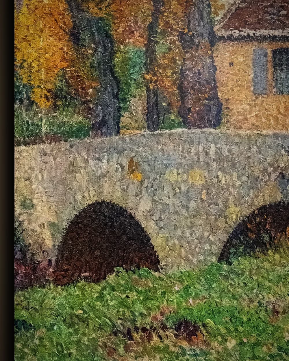 Materiaal en afwerking van Herfstlandschap met brug in het wisselframe