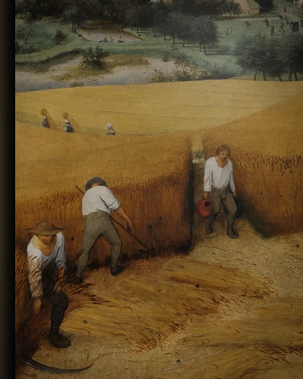 Materiaal en afwerking van De korenoogst (1565) in het wisselframe