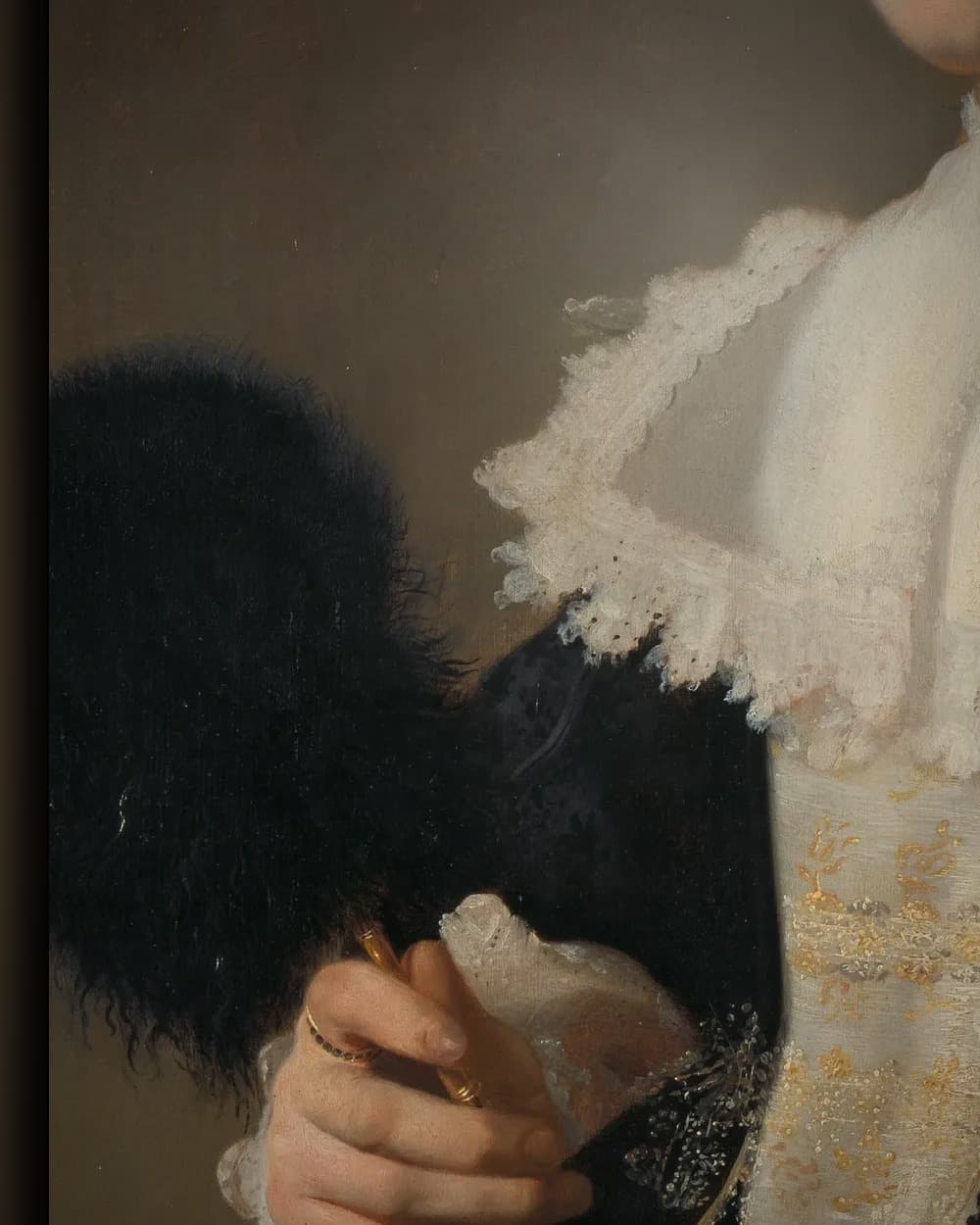 Materiaal en afwerking van Portret van een vrouw in het wisselframe
