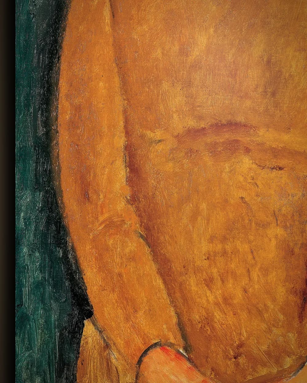 Materiaal en afwerking van Jeanne Hébuterne in een gele trui in het wisselframe