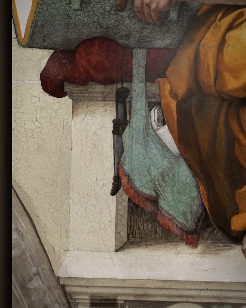 Materiaal en afwerking van De Cumaeïsche Sibille in het wisselframe