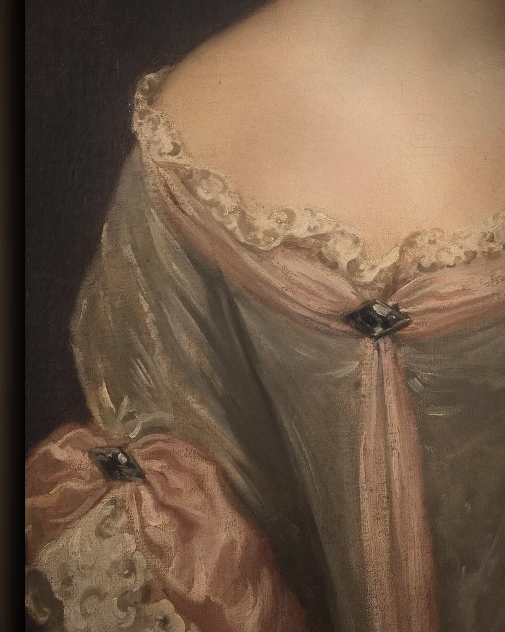 Materiaal en afwerking van Portret van La Duchessa Mancini Colonna (1646-1699) in het wisselframe