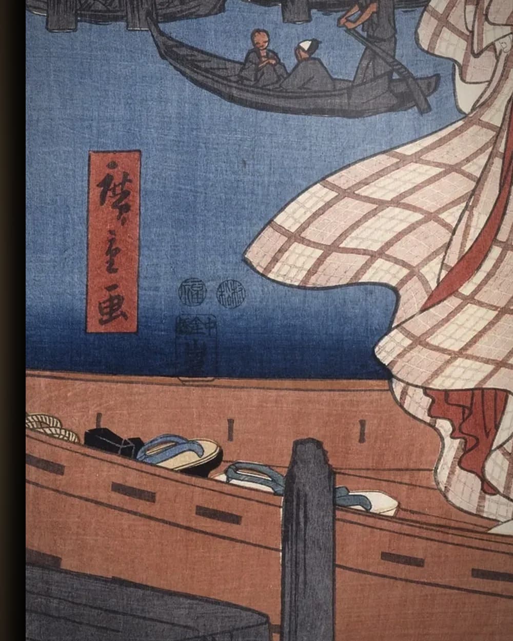 Materiaal en afwerking van Avond aan de Sumida-rivier in het wisselframe